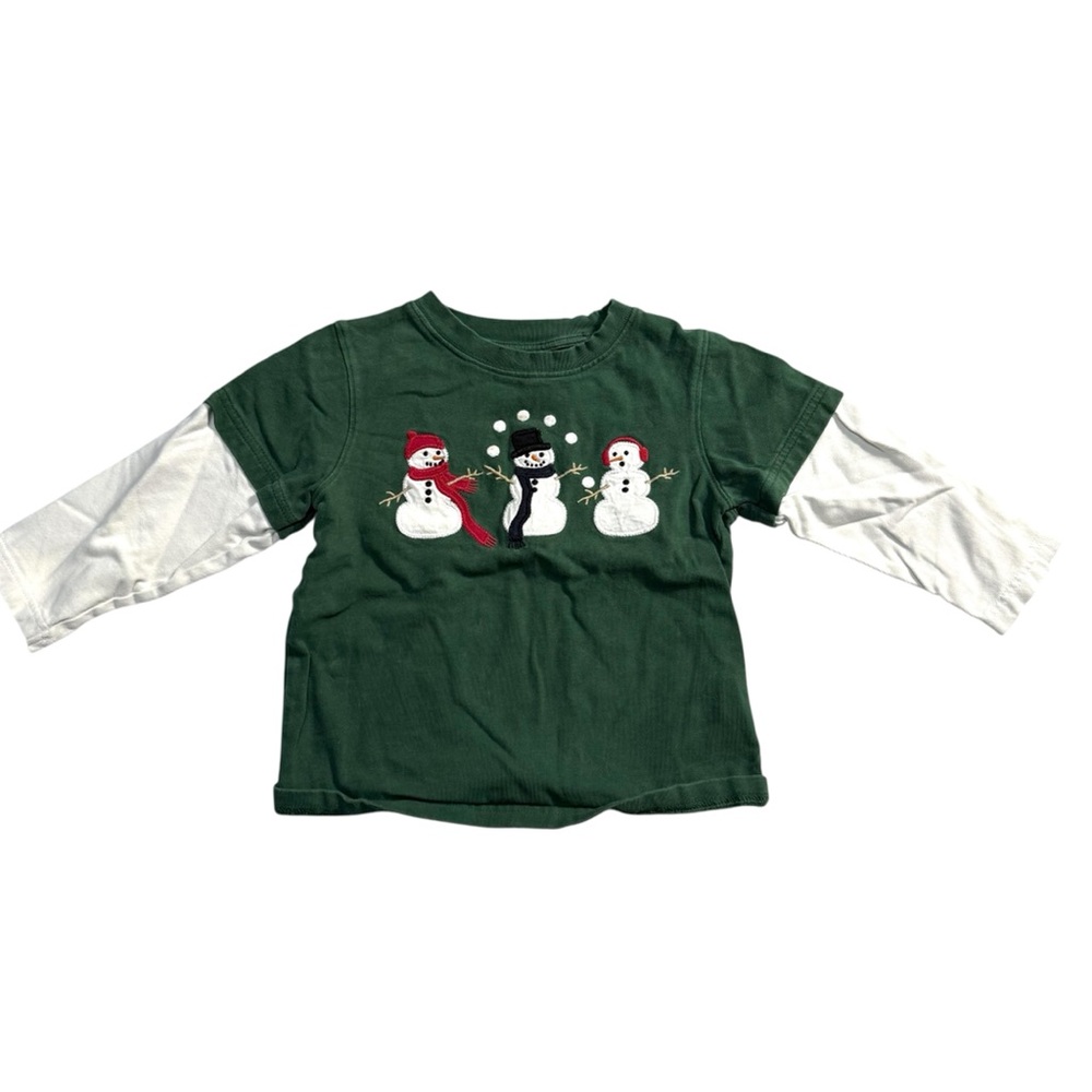 Gymboree Snowman Holiday Shirt 2T Layered Look Long Sleeve Green 2011